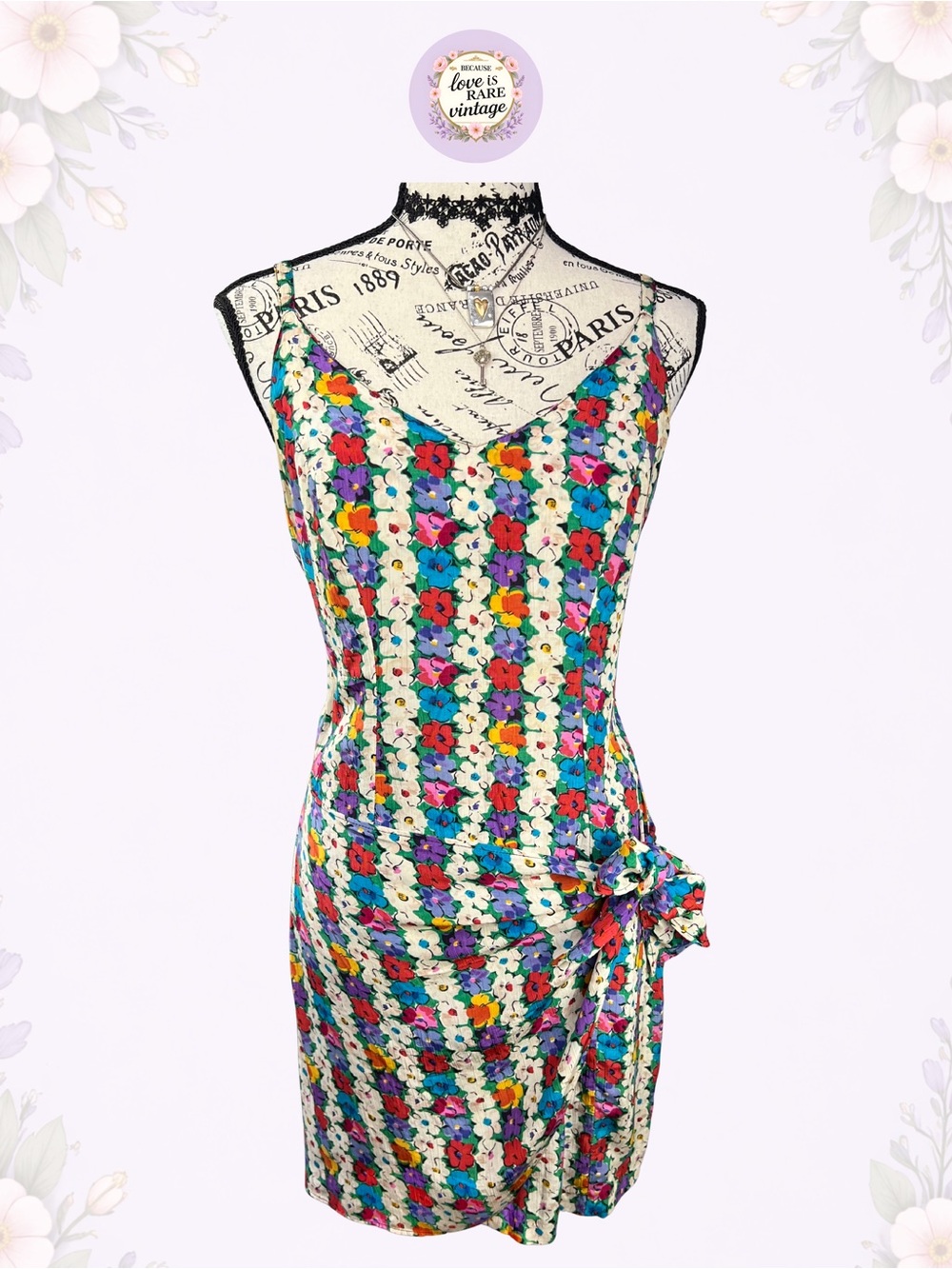 Vintage 1990s Betsey Johnson Floral Wrap Midi Dress • USA • Size S